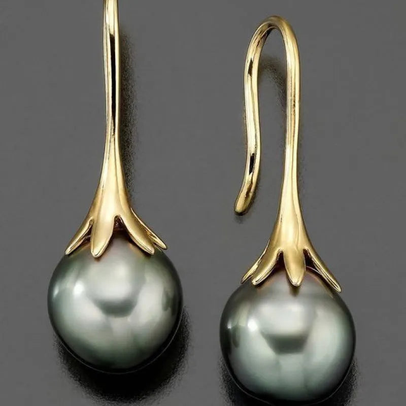 Gold electroplated retro fashion women's earrings with alloy construction for office wear