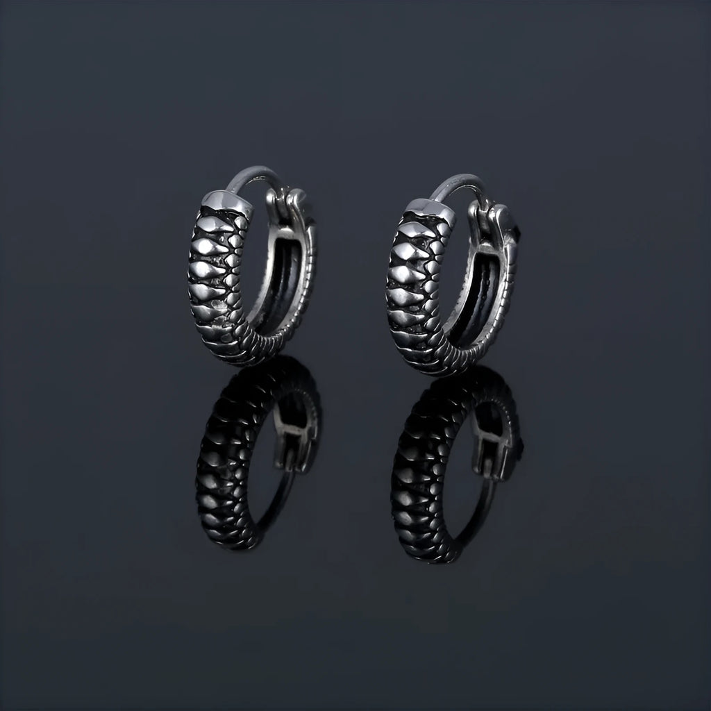 Silver retro twist geometric stripe earrings made from stainless steel with a sporty style.