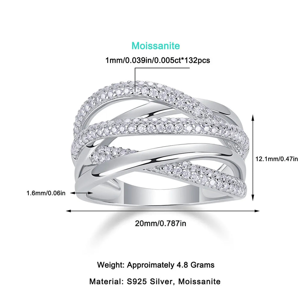 S925 sterling silver geometric ring with white stone on gift box