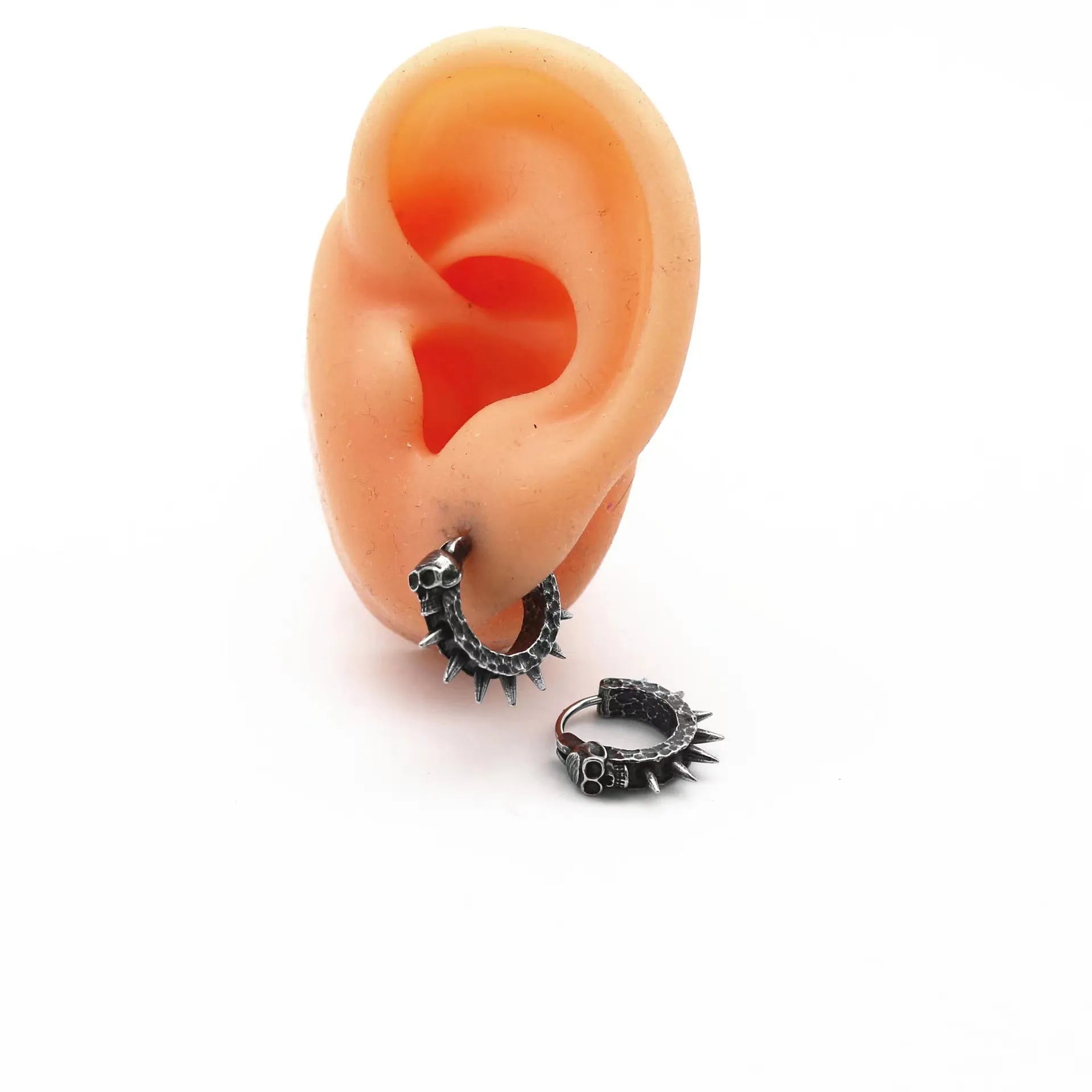 Black geometric alloy motorcycle punk earrings for men and women