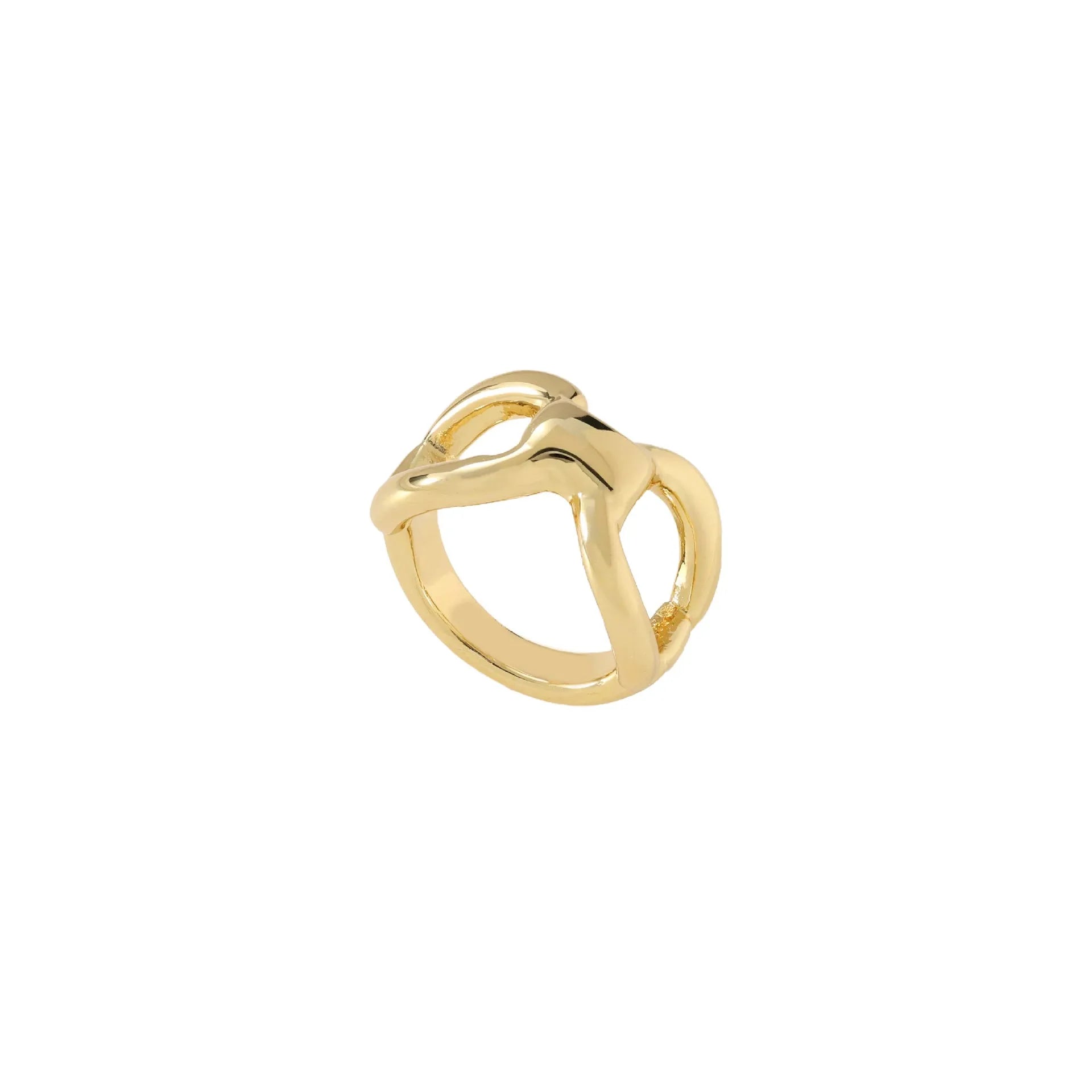 Gold or steel colour titanium steel women's ring with hollow bow shape and butterfly geometric design.
