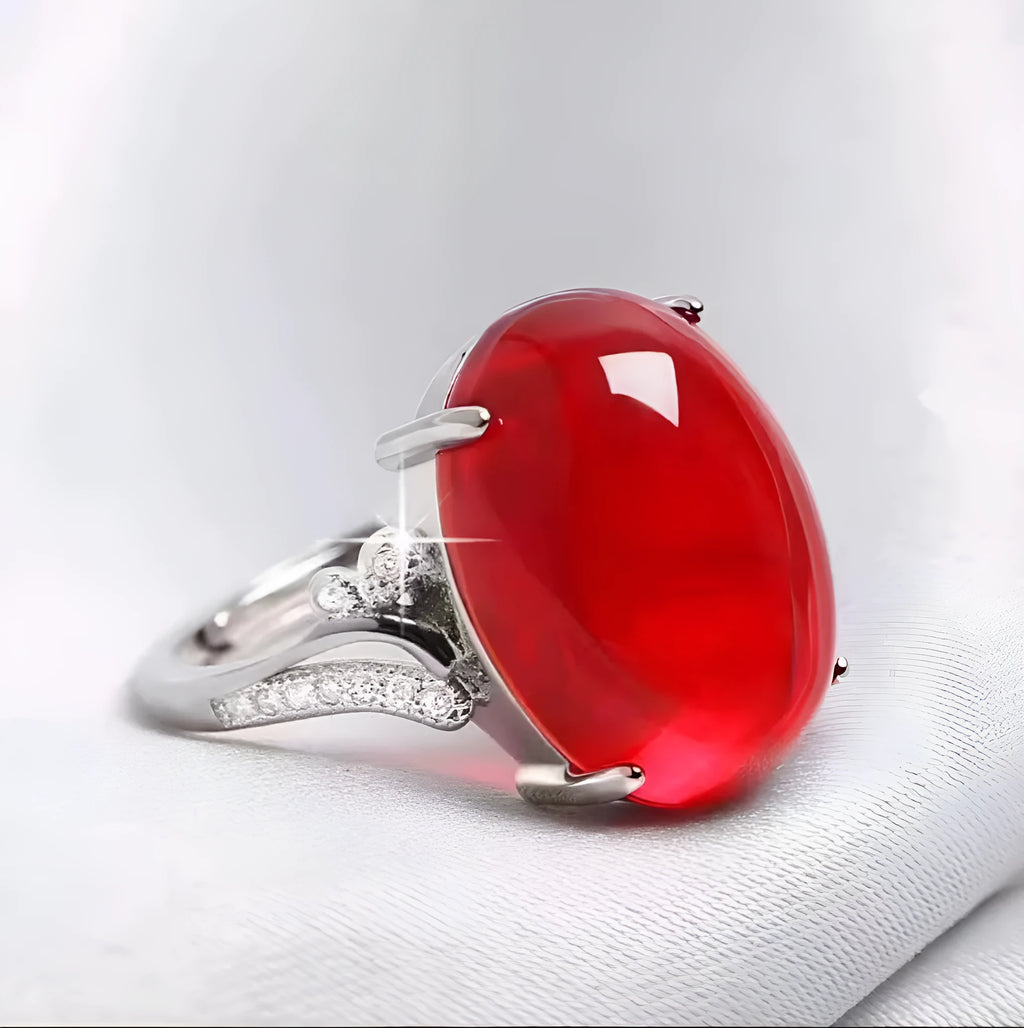 Adjustable geometric ethnic ring with a natural sapphire stone in alloy, shown in multiple colours.