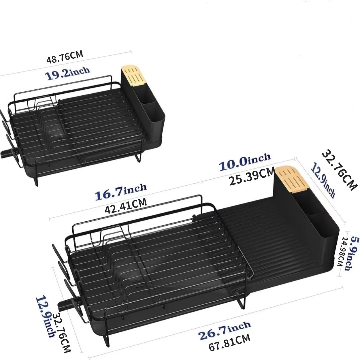 Retractable foldable kitchen dish drainer rack for cutlery knives forks cups drying