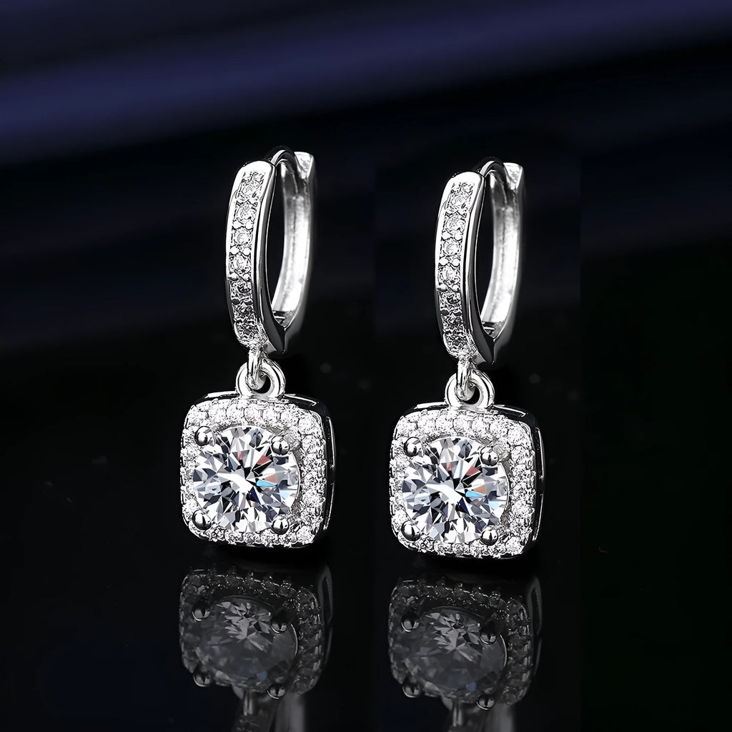 Heart-shaped six-claw copper zircon earrings with electroplated finish for women