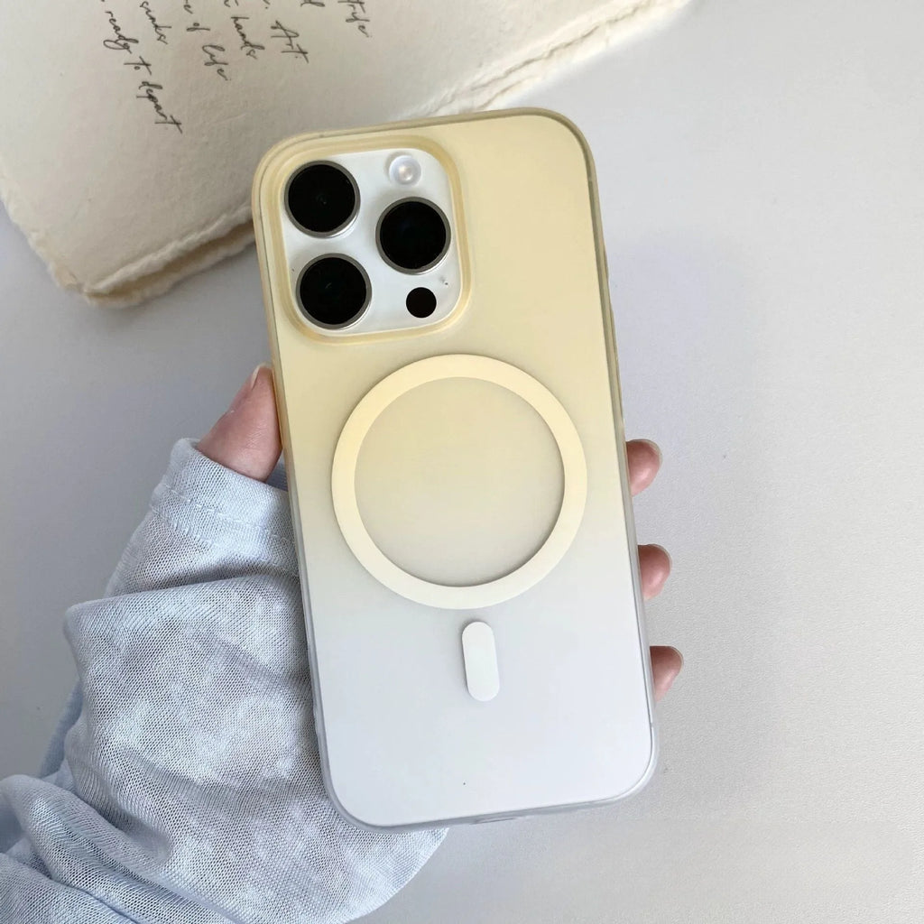 Gradient frosted magnetic suction phone case for iPhone with ultra-thin PC construction