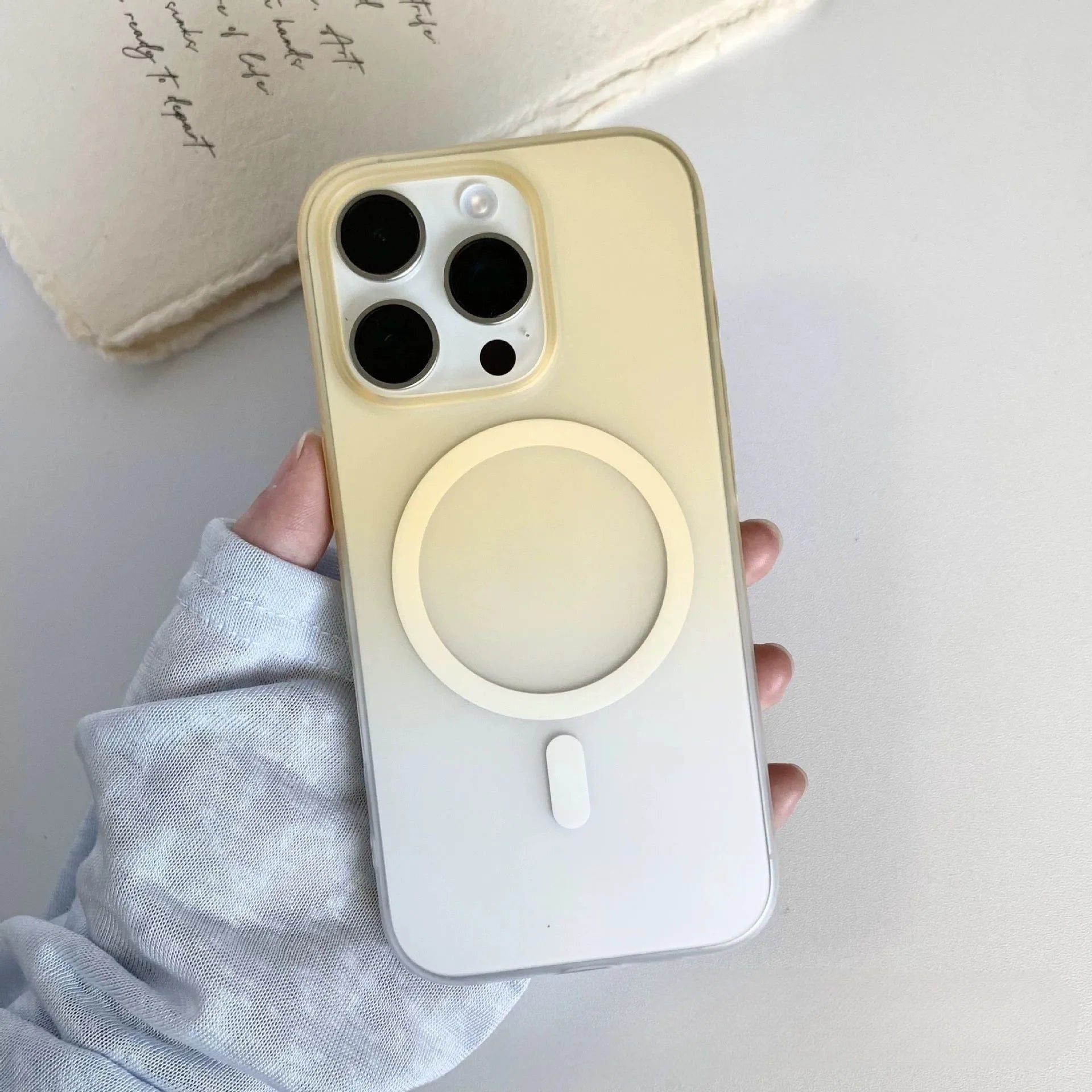 Gradient frosted magnetic suction phone case for iPhone with ultra-thin PC construction