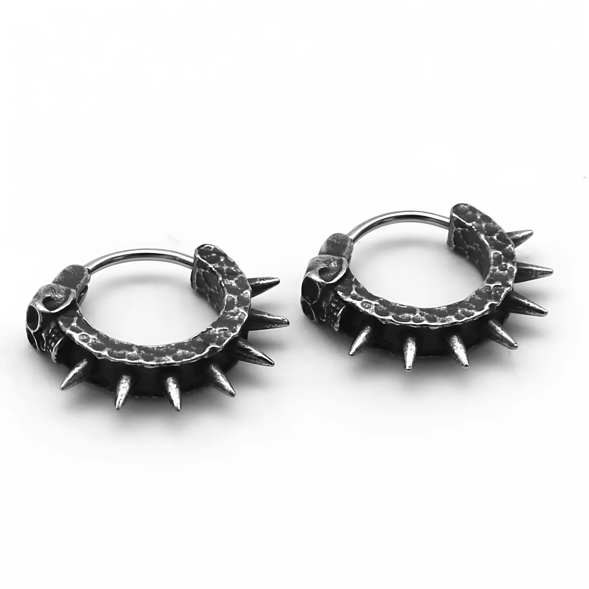 Black geometric alloy motorcycle punk earrings for men and women