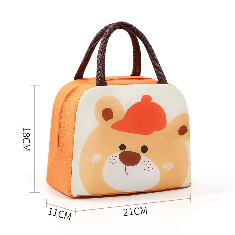 Cartoon insulated lunch box bag with thick aluminium foil in seven animal designs
