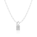 Gold stainless steel clip necklace with cross and square pendant on clip chain