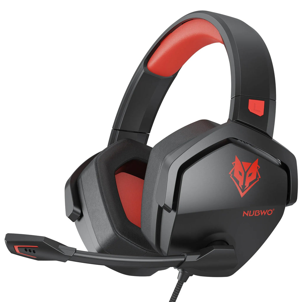 Wired esports game headset with chicken head design, 3.5mm plug, 50mm drivers, built-in mic, black orange colour