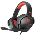 Wired esports game headset with chicken head design, 3.5mm plug, 50mm drivers, built-in mic, black orange colour