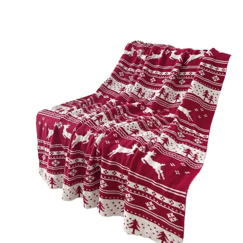 Personalised acrylic Christmas blanket with reindeer pattern, size 110x130cm