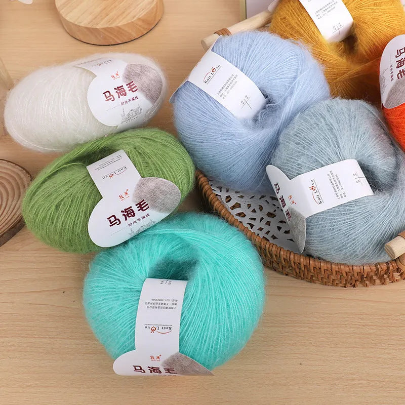 Mohair scarf knitting kit wool ball in selected colour for DIY hand-woven project