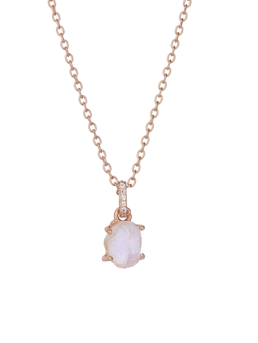 Sterling silver geometric necklace with moonstone pendant on adjustable curb chain