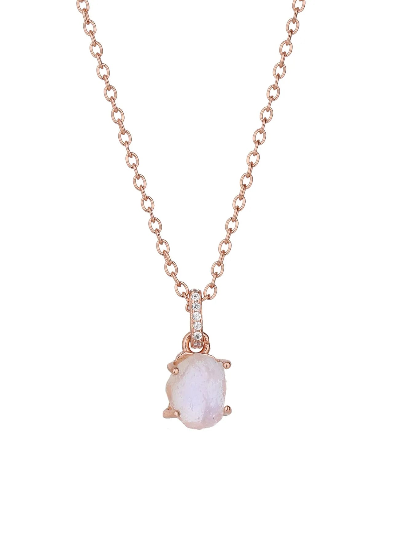 Sterling silver geometric necklace with moonstone pendant on adjustable curb chain
