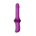 Purple silicone and ABS automatic simulation device with vibration, pulling and inserting action, 290x76x42mm, 70mm stroke