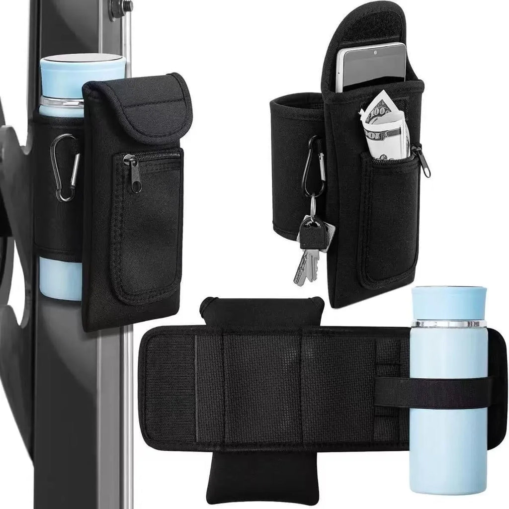 Cloth kettle sleeve for large sports bottles with magnetic and carabiner closure options in various colours.
