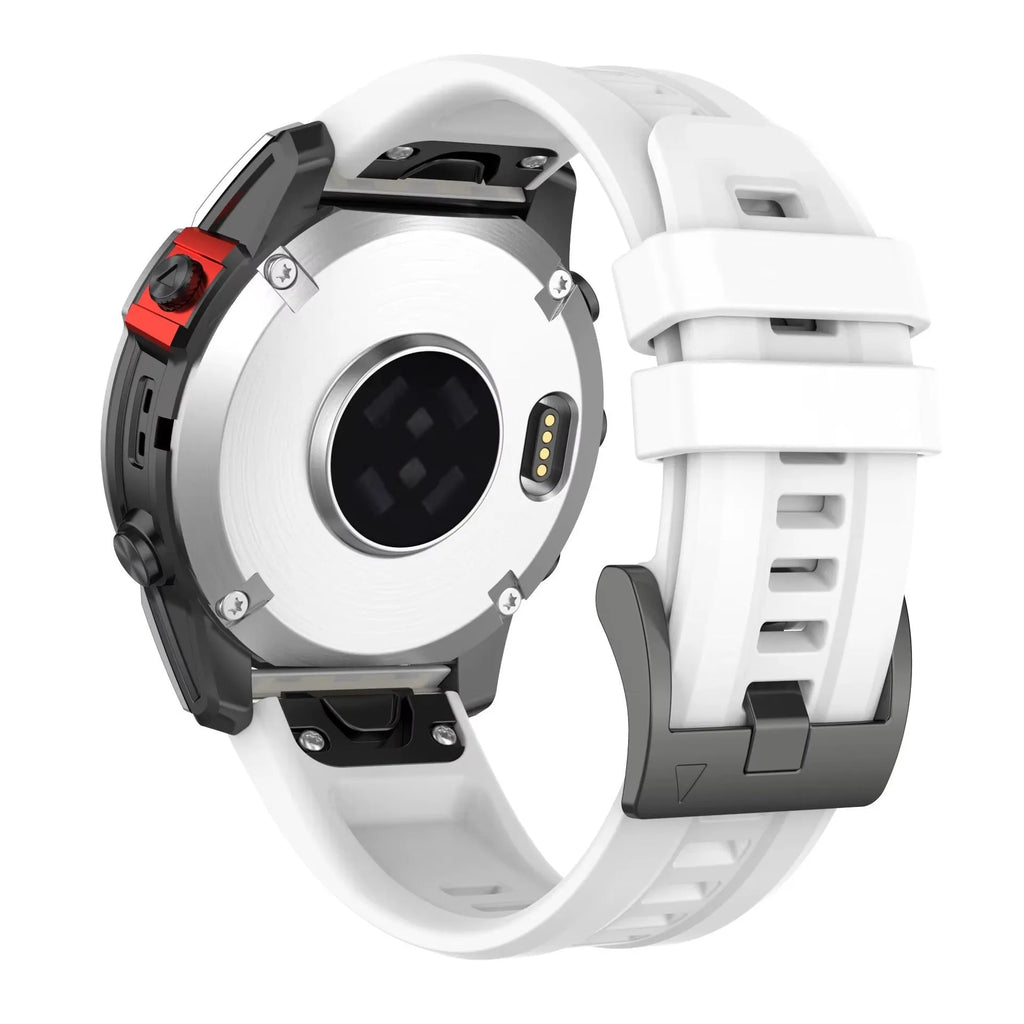 Jiaming Fenix7 quick release silicone watchband in multiple colours showing 20mm, 22mm, and 26mm width options.