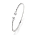 Multi-zircon inlay copper bracelet in simple style with lobster clasp, white and blue colour options