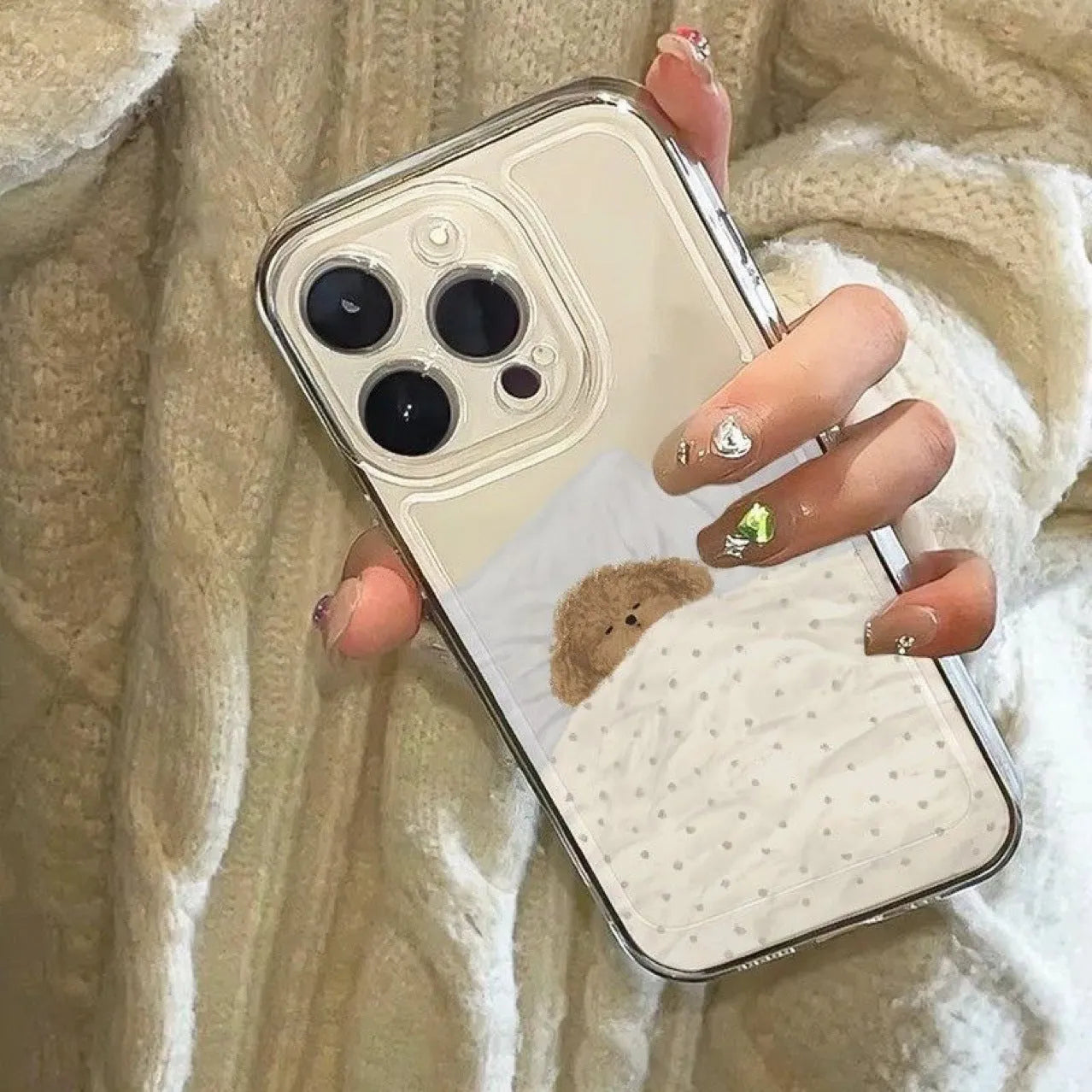 Transparent phone case showing sleeping cat pattern for Apple iPhone with TPU shockproof protection