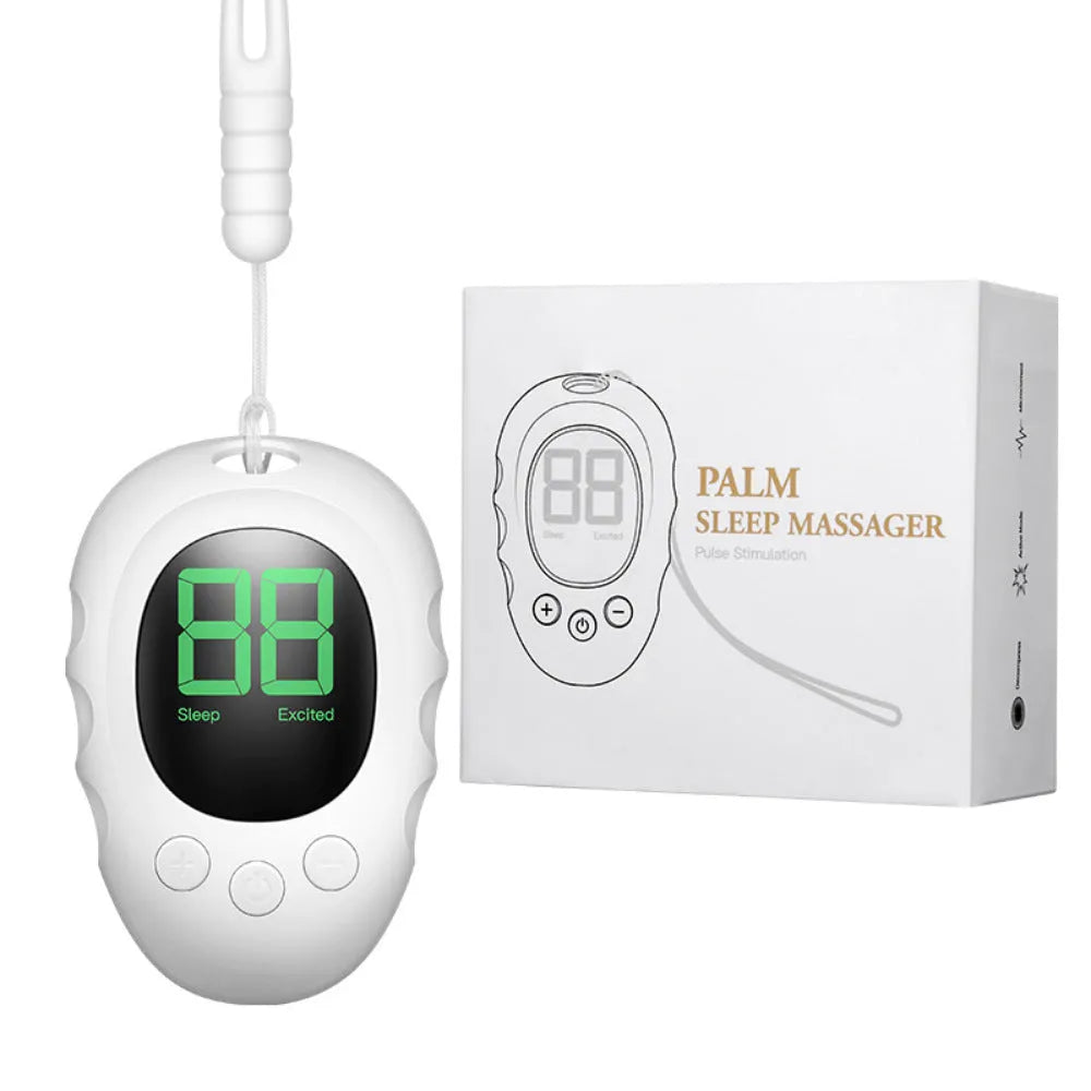 Silicone sleep aid hand grip device in white black or green with rechargeable battery and sleep monitor