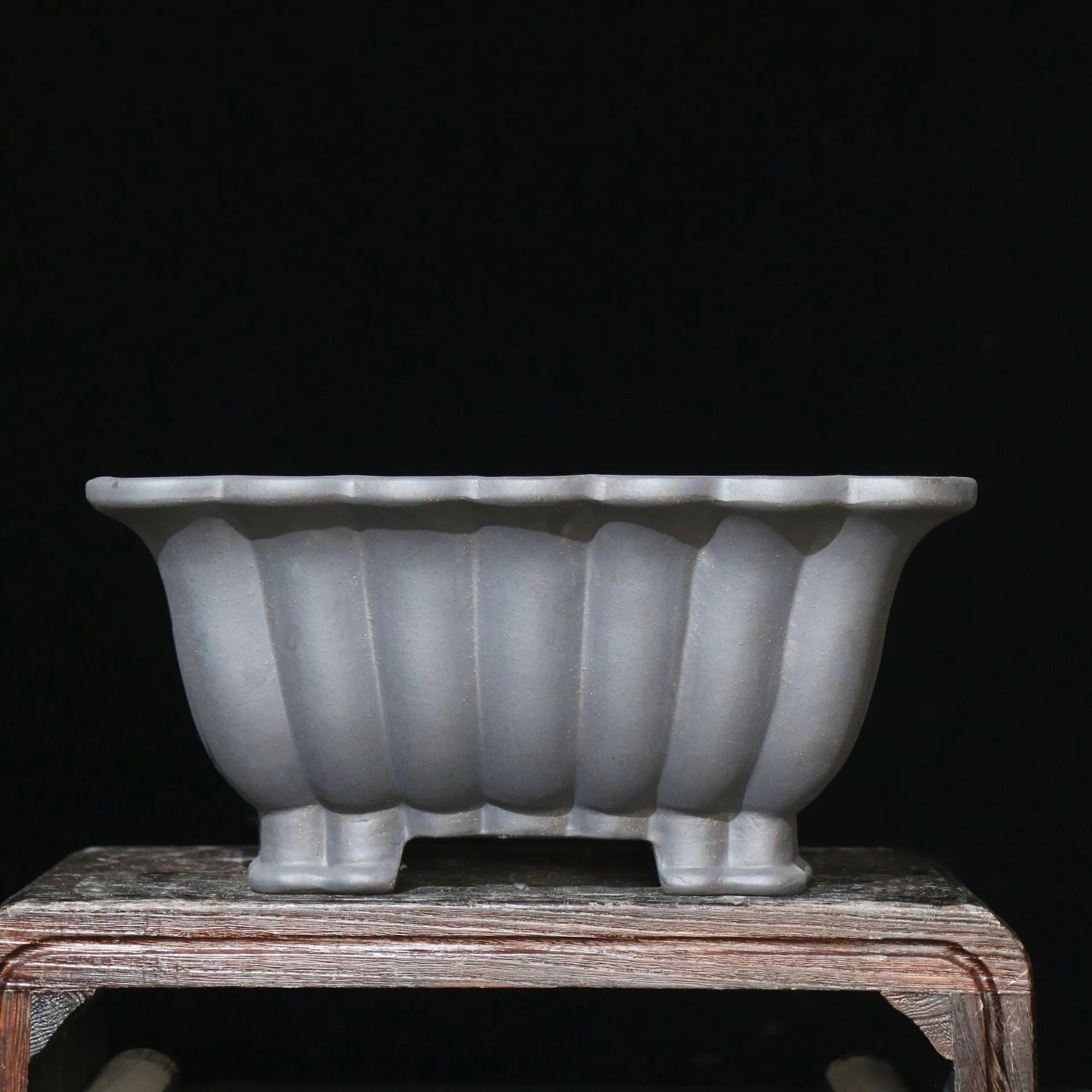 Purple sand ceramic square bonsai pot with classical styling and 37cm diameter