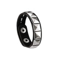 Black PU punk rivet bracelet with geometric shape on unisex wrist