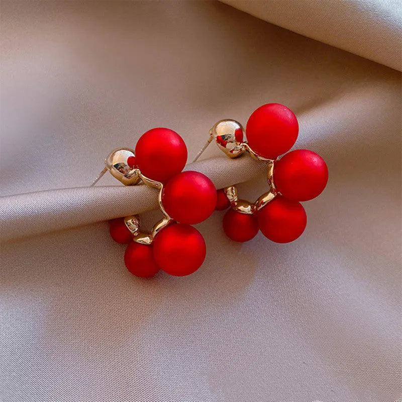 Red bell-shaped dangle earrings made from alloy material for women