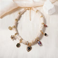 Heart-shaped bamboo pendant necklace with electroplated finish on plastic resin