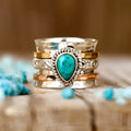 Retro green pine three-colour electroplated alloy ring for men and women