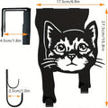 Black iron wall-mounted cat hook with modern design for punch-free installation.