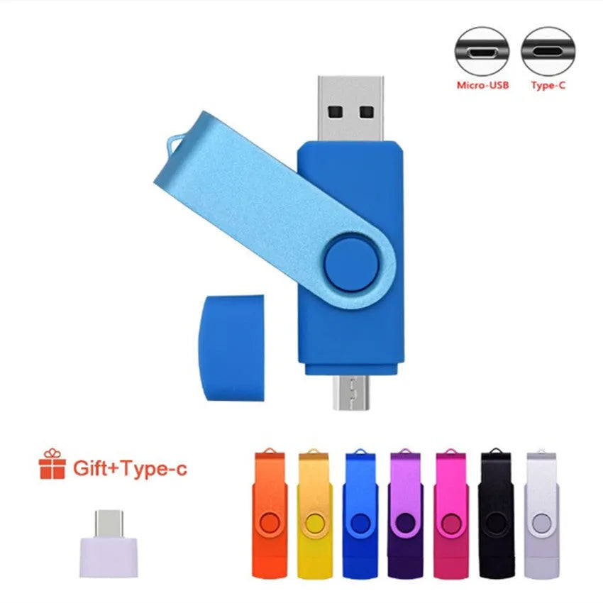 2 in 1 Android mobile phone USB flash drive with USB 2.0 interface, plastic shell, available in nine colours