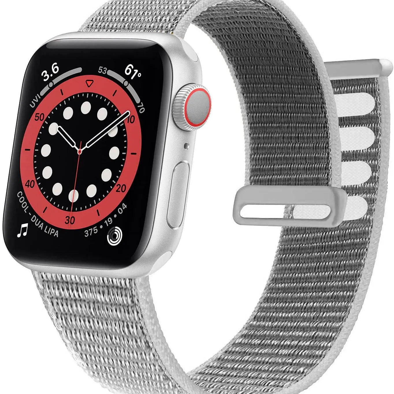 Woven nylon Apple Watch strap in multiple colours including pink sand and rainbow patterns