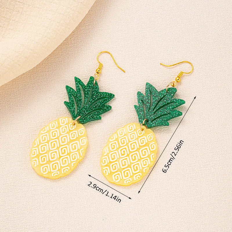 Colourful coconut artocarpus drop charm earrings on an alloy ear hook, shown in one of five style colours.