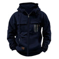 Men's printed loose zip casual hooded sweatshirt in polyester fibre, long sleeve, available in eight colours and sizes S to XXXL