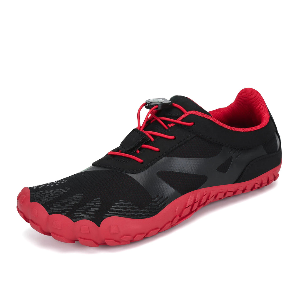Men's rubber mesh water sports shoes in black with lace-up closure and rubber outsole