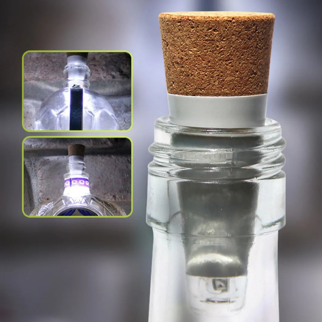 Plastic rechargeable LED luminous cork light for bottle top decoration.