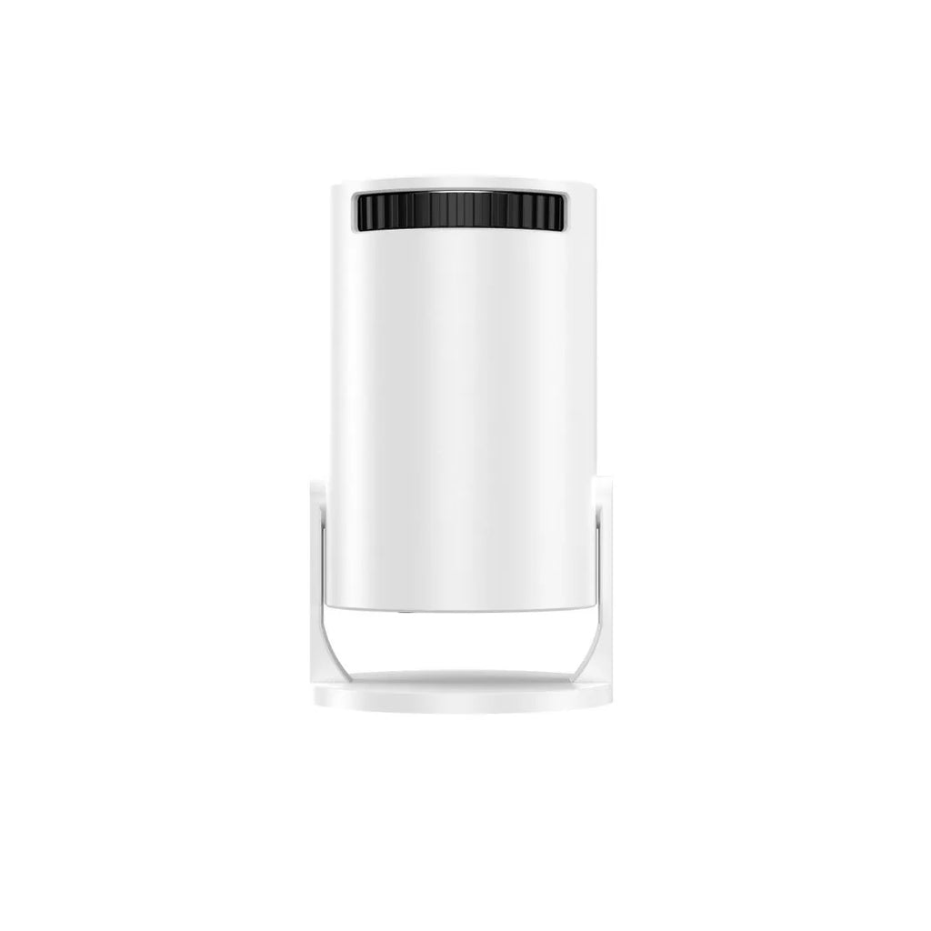 White mini wireless portable projector with 1080p HD resolution for home cinema use