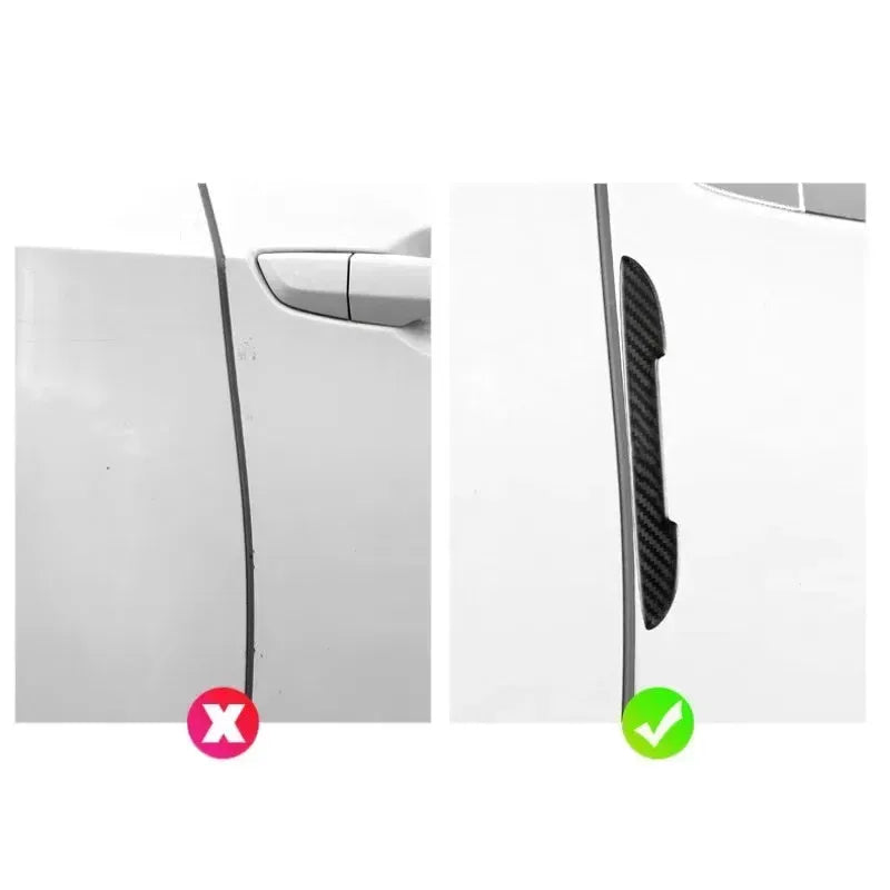 Black carbon fibre texture car door collision strips for edge protection against scratches and dents