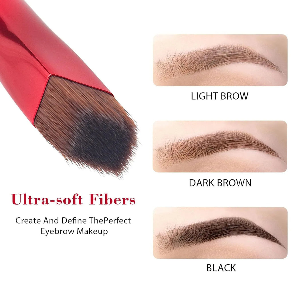 Angled square eyebrow brush for multi-function makeup application in black or brown