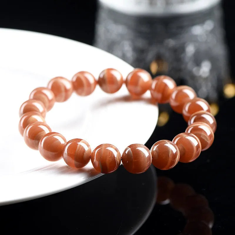 Natural rhodochrosite mineral bracelet with geometric beads in old mine colour