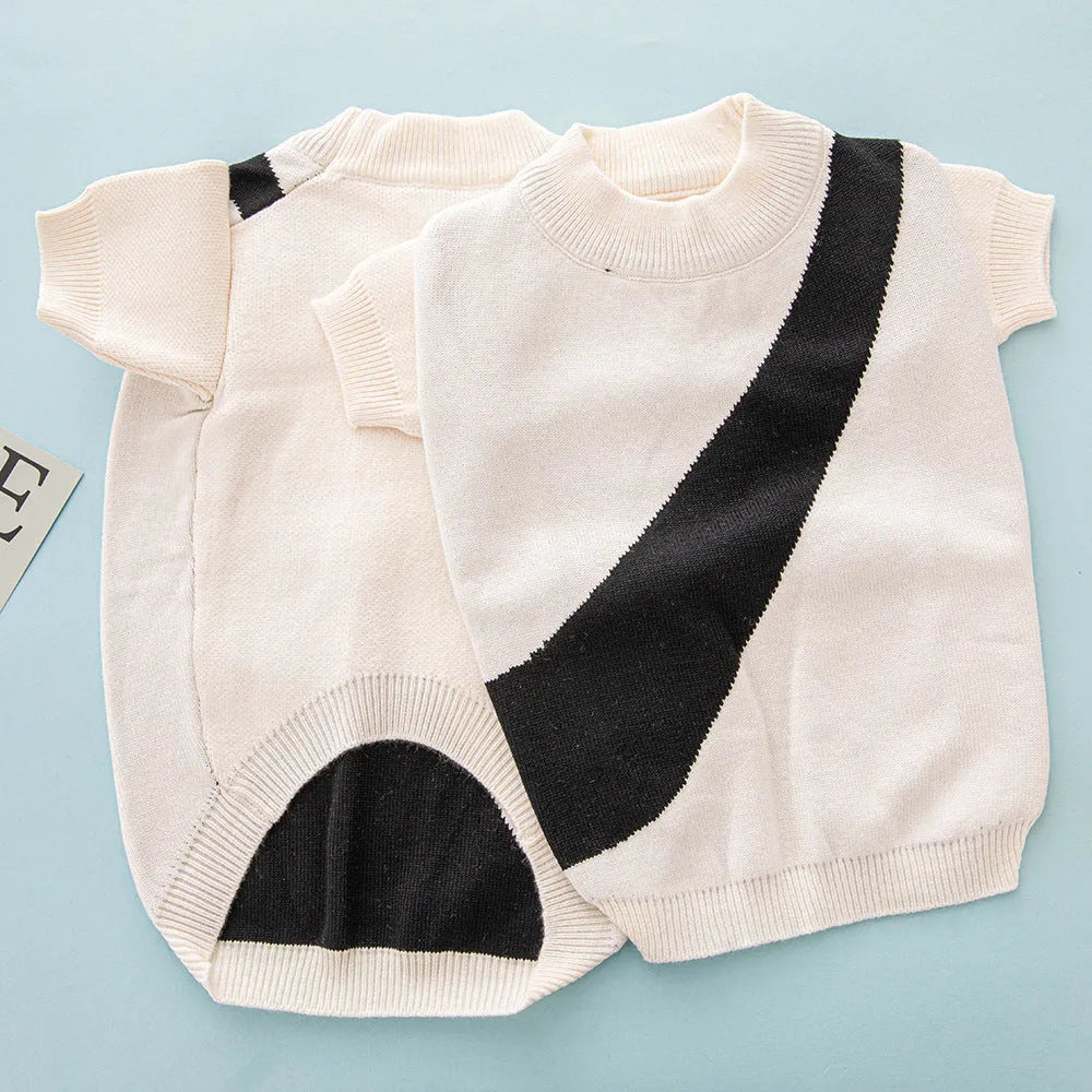 A casual wool dog sweater for corgis and poodles shown in light green, sized M.