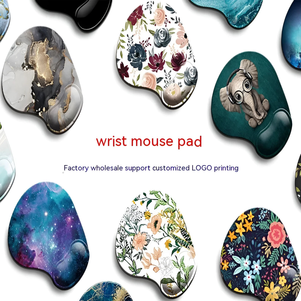 Black silicone keyboard wrist rest pad with floral pattern measuring 228x192x16mm
