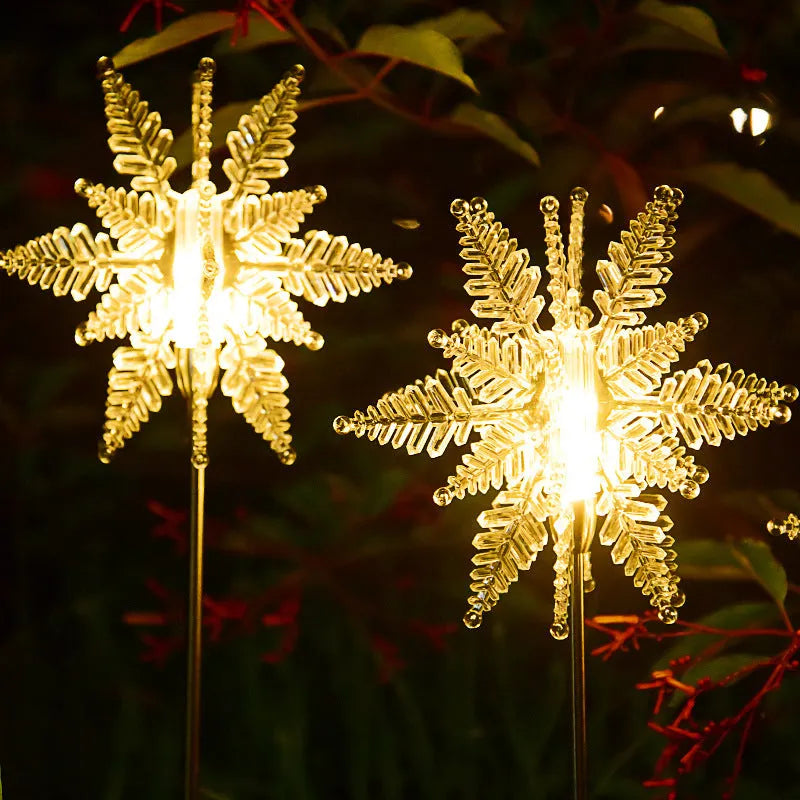 LED solar snowflake light outdoor waterproof warm light garden lawn lamp