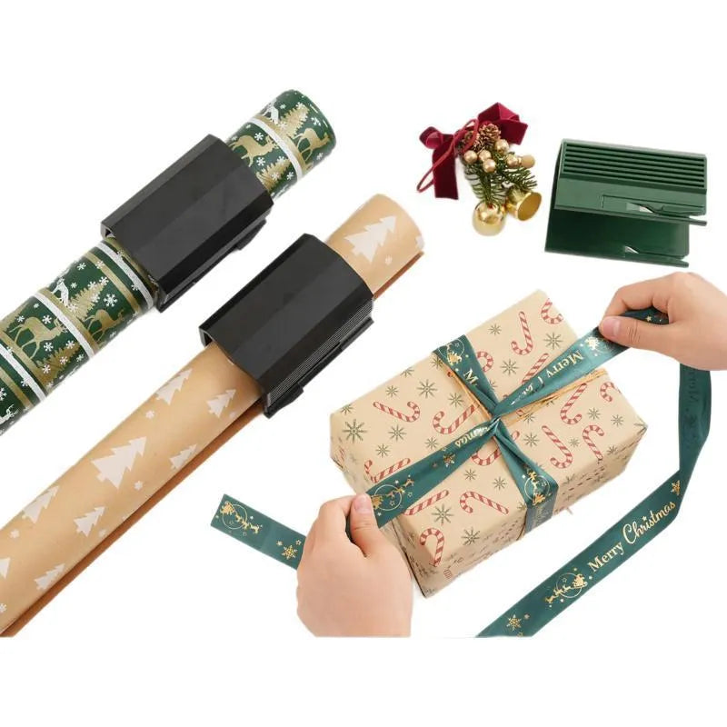 Creative roll paper scroll packaging plastic cutter in black, red or green colour