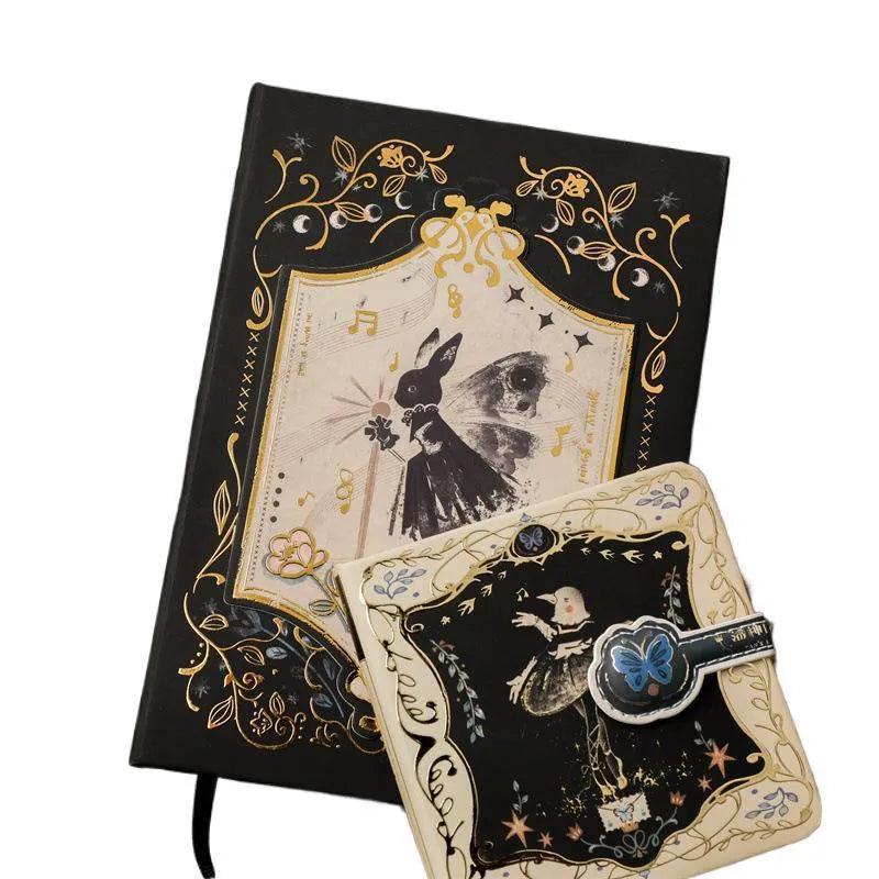 A5 gothic art notebook with choice of illustrated covers including rabbit, maze, forest, and fruit designs.