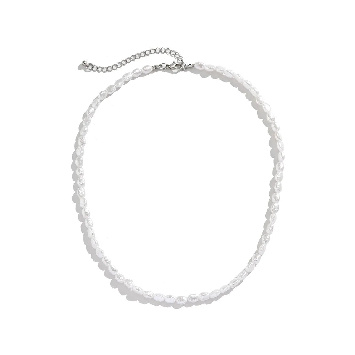 Men's white U-shaped pearl clavicle necklace with adjustable 41-50cm chain