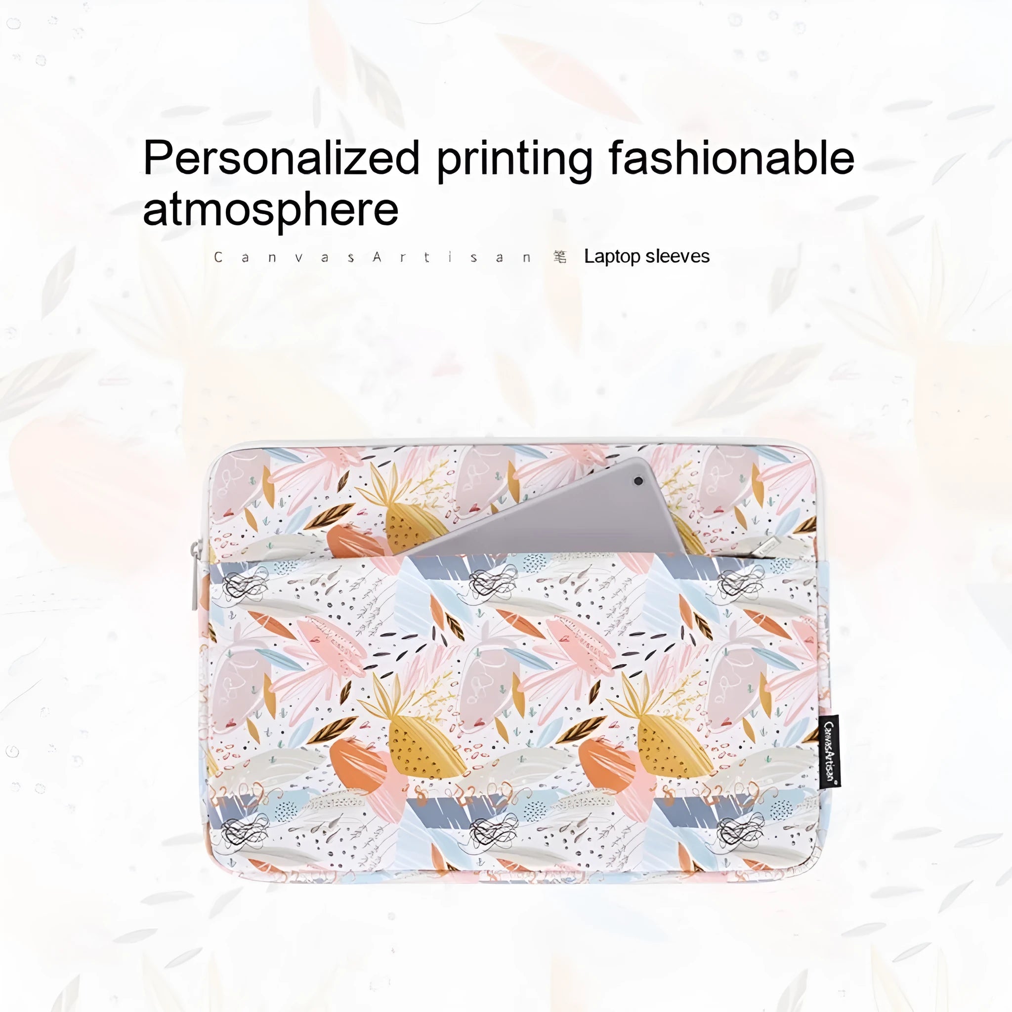 White PU leather waterproof laptop inner bag showing multiple size options from 11 to 15 inches