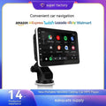 7 inch car GPS navigation unit with wireless Apple Carplay and reversing camera display on universal mounting bracket