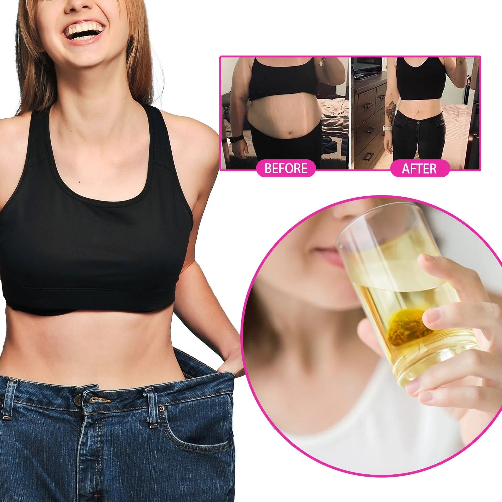 Packet of 28-piece slimming green tea for belly contracting and body firming